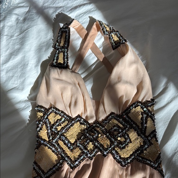 Mandalay Champagne  blush Halter Maxi Dress - Picture 4 of 13